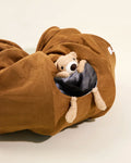 CharPaw collapsible plush cat tunnel toy with cute bear attachment for indoor cats