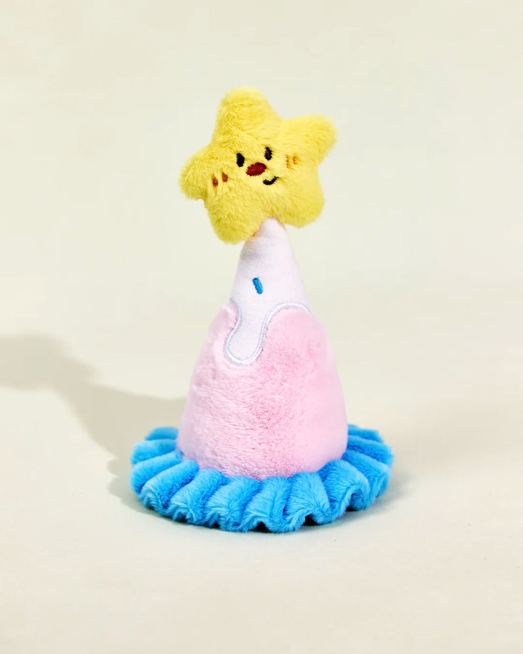 CharPaw plush birthday party hat dog toy with star top