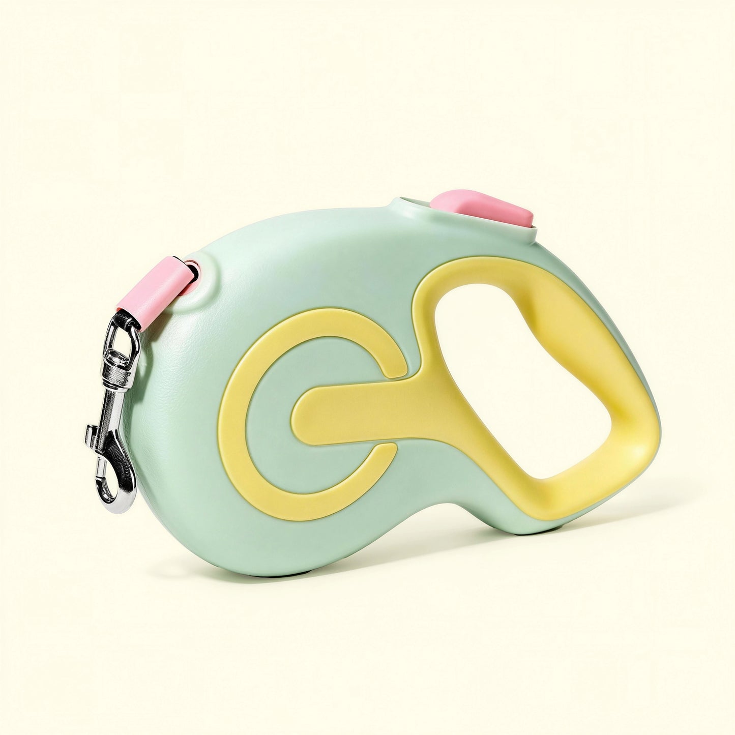 Yellow-green colored retractable dog leash shown in a flat lay product photo