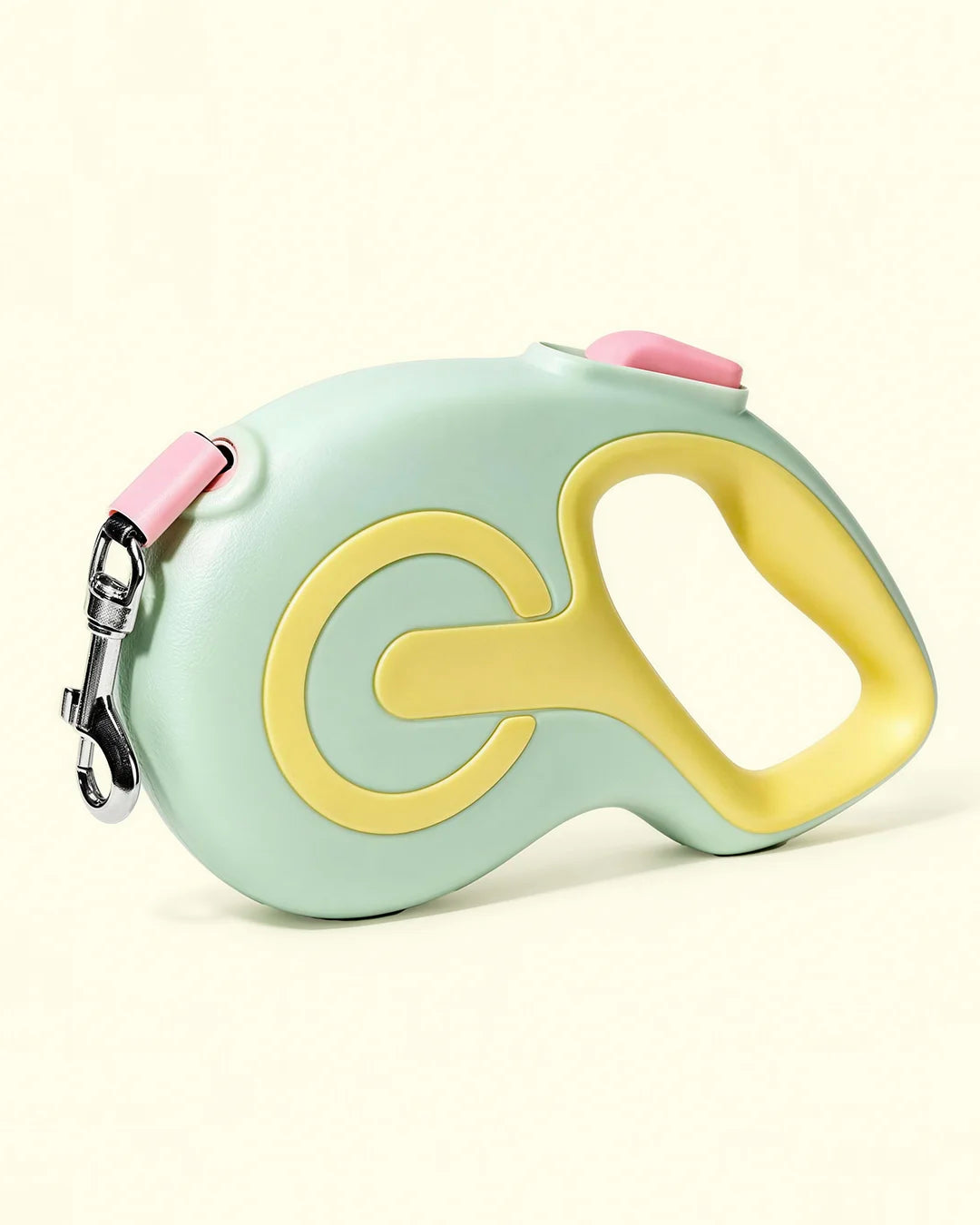Yellow-green colored retractable dog leash shown in a flat lay product photo